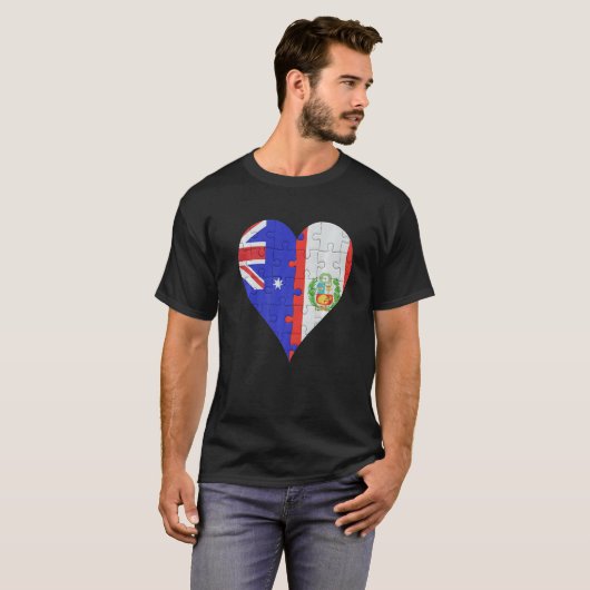 Australian Peruvian Flag Heart T-shirt (Voorkant volledig)