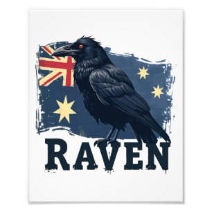 Australian Raven Corvus Coronoides Bird Foto Afdruk