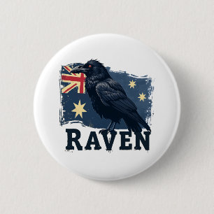 Australian Raven Corvus Coronoides Bird Ronde Button 5,7 Cm