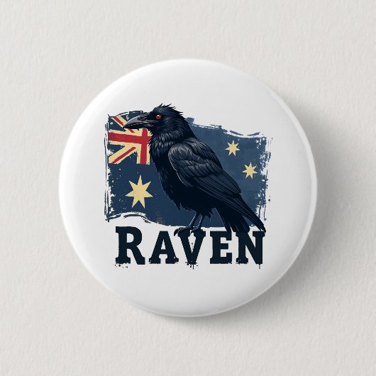 Australian Raven Corvus Coronoides Bird Ronde Button 5,7 Cm (Voorkant)