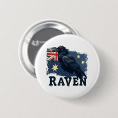 Australian Raven Corvus Coronoides Bird Ronde Button 5,7 Cm (Voorkant /achterkant)