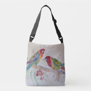 Australian Red Rosella Parrot Waterverf art Crossbody Tas