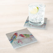 Australian Red Rosella Parrot Waterverf art Glazen Onderzetter (Schuin)