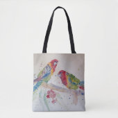 Australian Red Rosella Parrot Waterverf art Tote Bag (Voorkant)