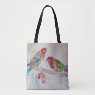 Australian Red Rosella Parrot Waterverf art Tote Bag