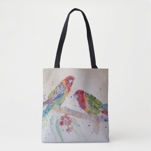 Australian Red Rosella Parrot Waterverf art Tote Bag (Voorkant)