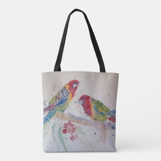 Australian Red Rosella Parrot Waterverf art Tote Bag (Achterkant)