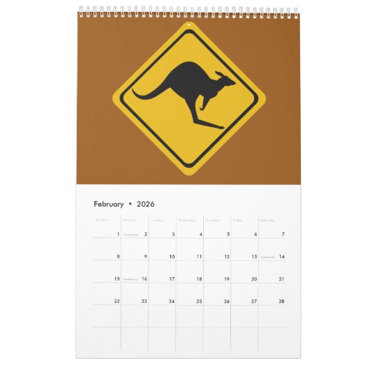 Australian road signs 2026 kalender (Feb 2026)