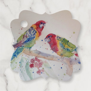 Australian Rosella Parrot Waterverf art Bedankjes Labels