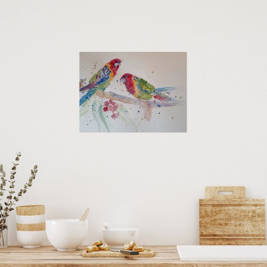 Australian Rosella Parrot Waterverf art Poster (Keuken)