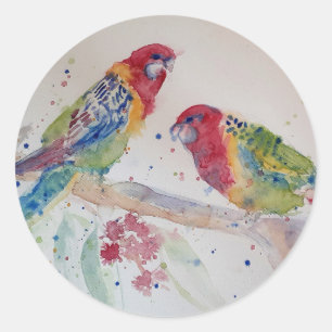 Australian Rosella Parrot Waterverf art Ronde Sticker