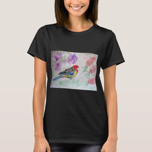 Australian Rosella Parrot Waterverf art T Shirt (Voorkant)