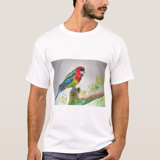 Australian Rosella Parrot Waterverf art T Shirt (Voorkant)