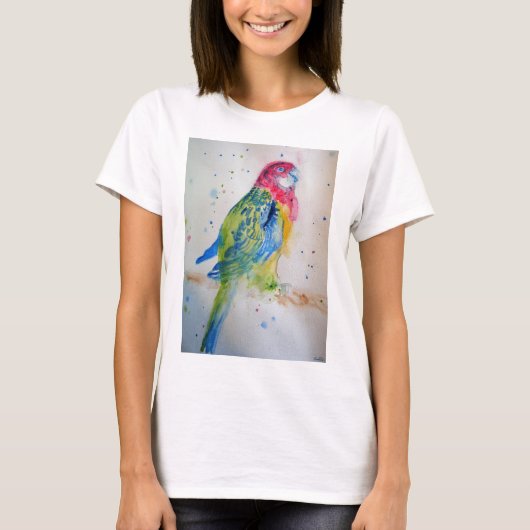 Australian Rosella Parrot Waterverf art T Shirt (Voorkant)