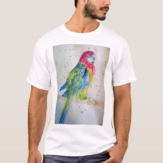 Australian Rosella Parrot Waterverf art T Shirt (Voorkant)