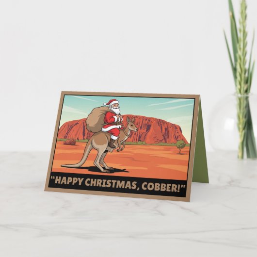 Australian Santa Christmas Kaart (Voorkant)