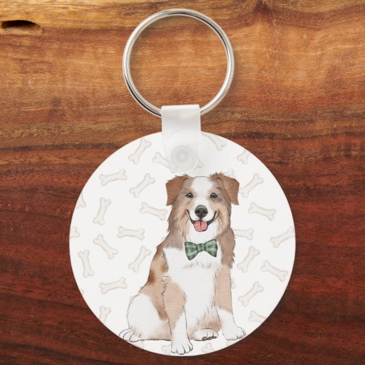 Australian Shepard Dog Illustration Sleutelhanger (Achterkant)
