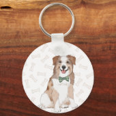 Australian Shepard Dog Illustration Sleutelhanger (Voorkant)