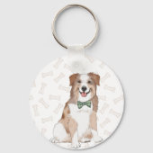 Australian Shepard Dog Illustration Sleutelhanger (Achterkant)