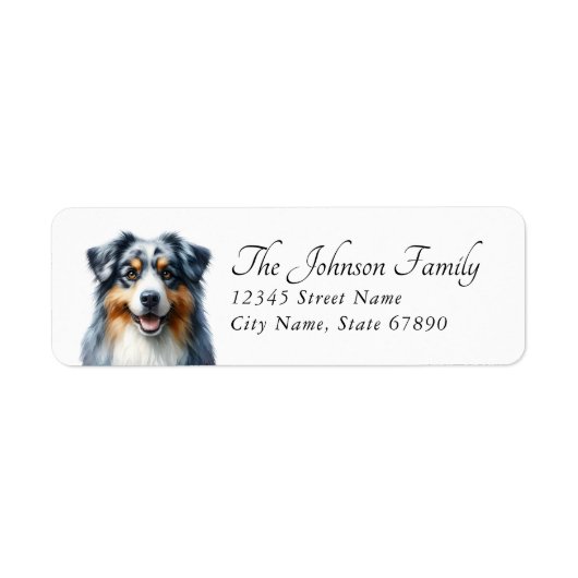 Australian Shepard Retour Adreslabels Etiket (Voorkant)