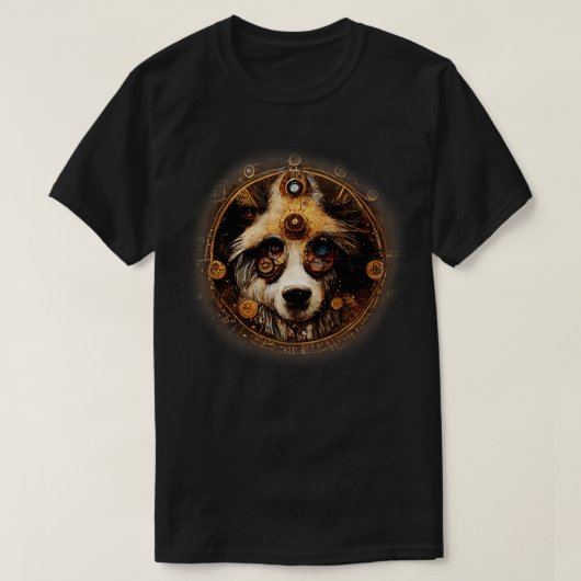 Australian Sheperd Surreal Steampunk Kunstwerk Hon T-shirt (Design voorkant)