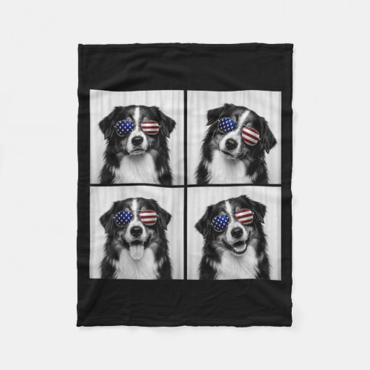 Australian Shepherd 4 juli Amerikaanse vlag Hond Fleece Deken (Voorkant)