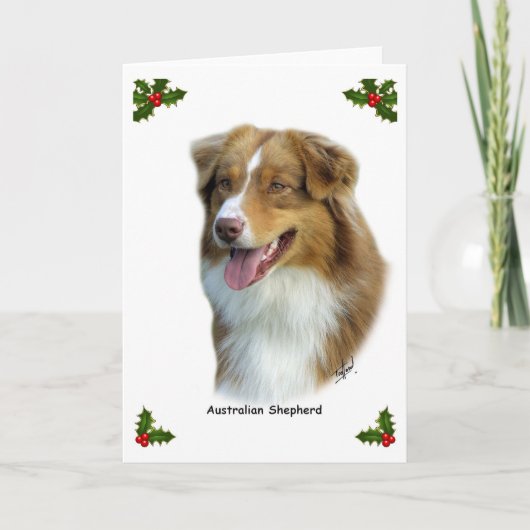 Australian Shepherd 9K4D-16 Feestdagen Kaart (Voorkant)