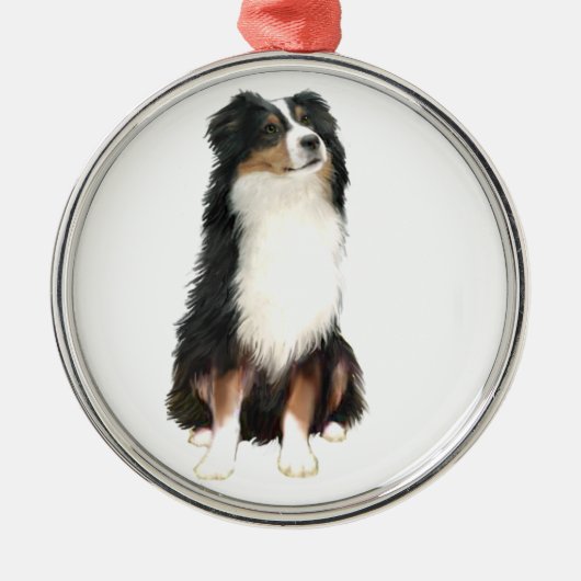 AUSTRALIAN SHEPHERD (A) - Driekleurig Metalen Ornament (Voorkant)