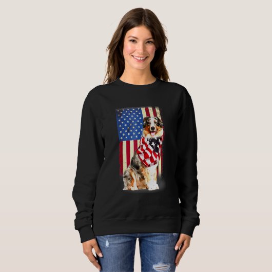 Australian Shepherd American Flag Usa Patriotic Do Trui (Voorkant volledig)