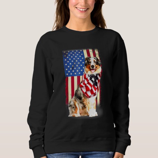 Australian Shepherd American Flag Usa Patriotic Do Trui (Voorkant)