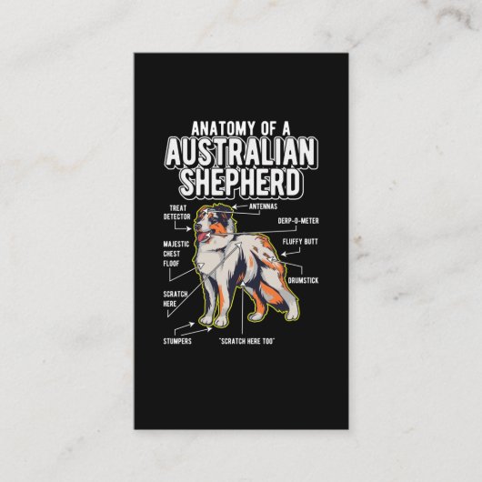 Australian Shepherd Anatomy Funny Dog Visitekaartje (Voorkant)