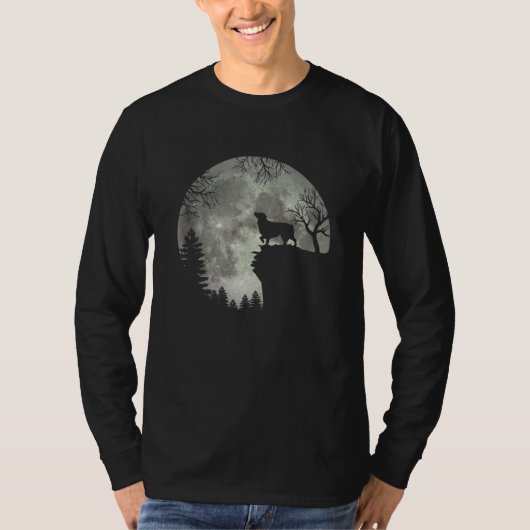 Australian Shepherd And Moon Halloween T-shirt (Voorkant)