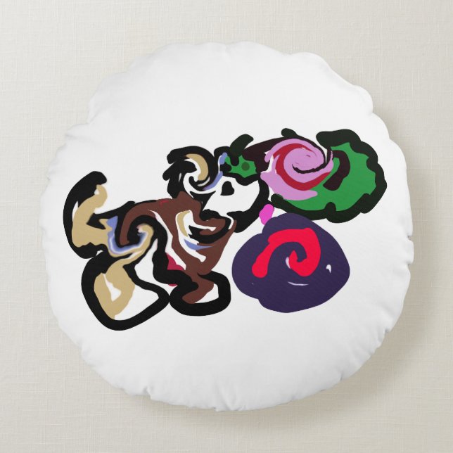 Australian shepherd and roses joy rond kussen (Voorkant)