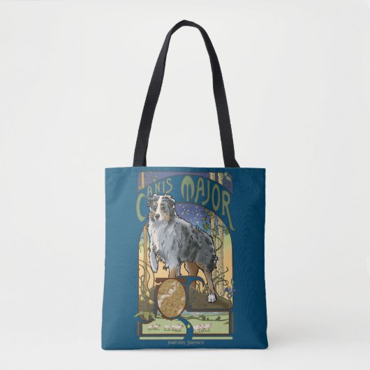 Australian Shepherd Art Nouveau Canvas tas (Voorkant)