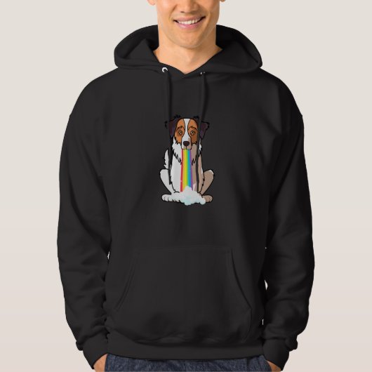 Australian Shepherd Aussie Dog in regenboog Hoodie (Voorkant)