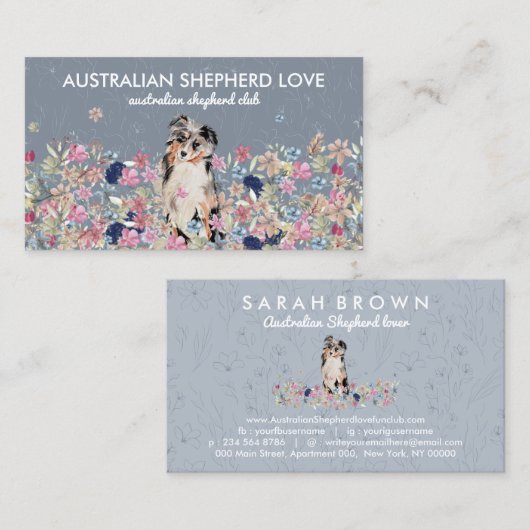 Australian Shepherd Aussie Dog Visitekaartje (Voorkant / Achterkant)