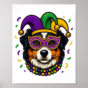 Australian Shepherd Aussie Hond Mardi Gras Carnava Poster
