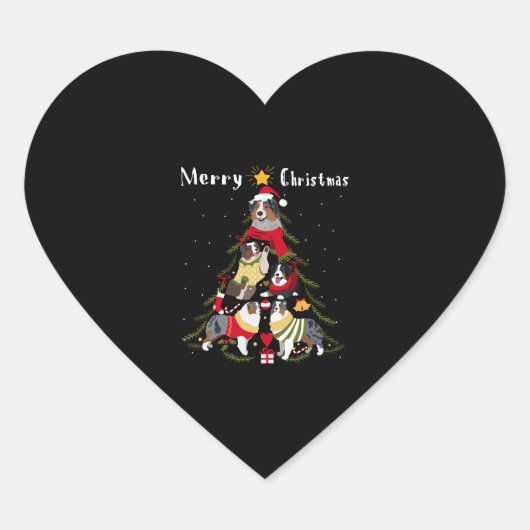 Australian Shepherd Aussie kerstboom Xmas Dog Hart Sticker (Voorkant)