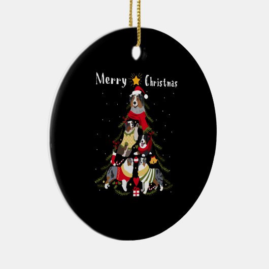 Australian Shepherd Aussie kerstboom Xmas Dog Keramisch Ornament (Rechts)