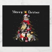 Australian Shepherd Aussie kerstboom Xmas Dog Sparkling Wijnetiket (Enkel label)