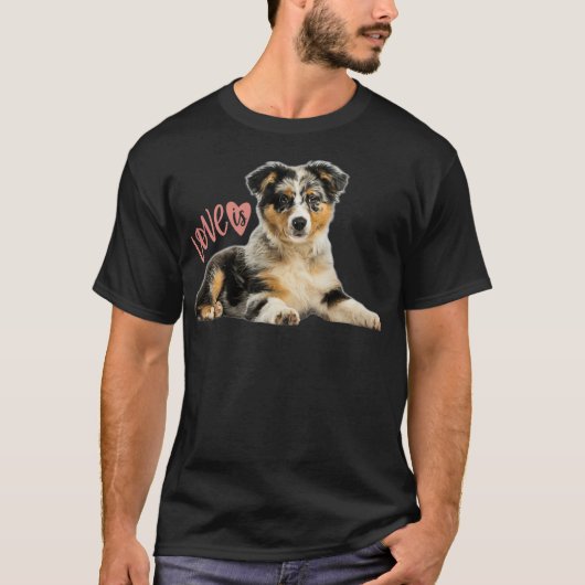 Australian Shepherd Aussie Mam Dad Love Dog Pet T T-shirt (Voorkant)