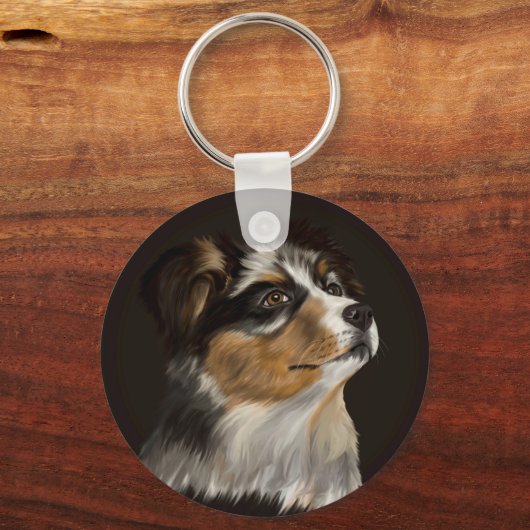 Australian Shepherd - Aussie Puppy Sleutelhanger (Voorkant)