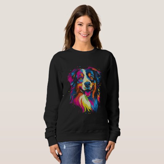Australian Shepherd Aussie Rainbow Retro Design Trui (Voorkant volledig)