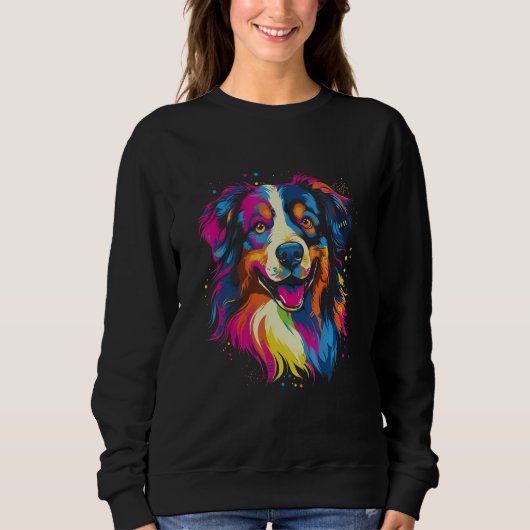 Australian Shepherd Aussie Rainbow Retro Design Trui (Voorkant)