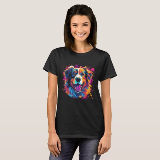Australian Shepherd Aussie Retro 3 T-shirt (Voorkant volledig)
