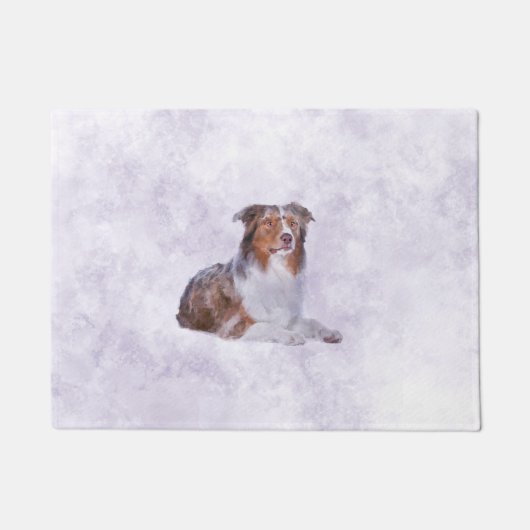 Australian Shepherd - Aussie Waterverf Digital Ar Deurmat (Voorkant)