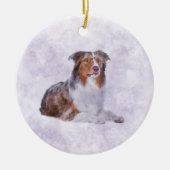 Australian Shepherd - Aussie Waterverf Digital Ar Keramisch Ornament (Voorkant)