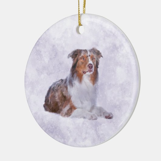 Australian Shepherd - Aussie Waterverf Digital Ar Keramisch Ornament (Links)
