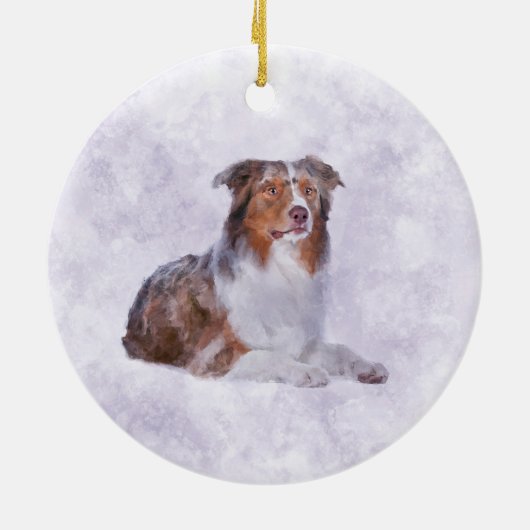 Australian Shepherd - Aussie Waterverf Digital Ar Keramisch Ornament (Achterkant)