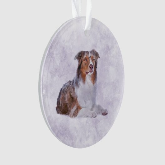 Australian Shepherd - Aussie Waterverf Digital Ar Ornament (voorkant)